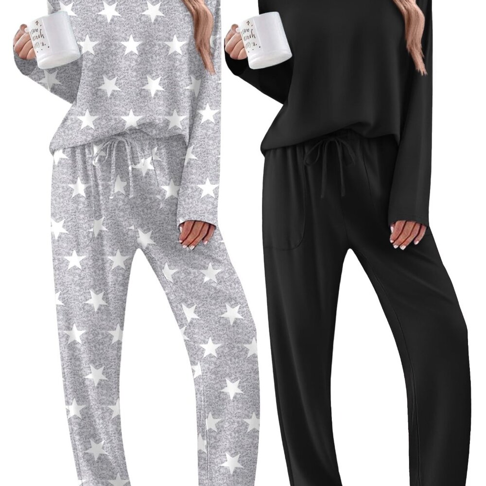 Long Sleeve Pajama Set Soft Loungewear with Pockets Classic Chic Sleepwear